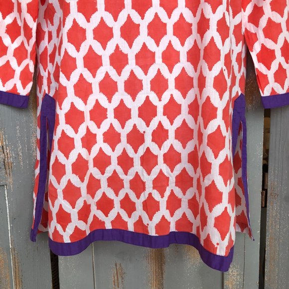 Roberta Roller Rabbit For Piperlime Kurta With Border Tunic Top Sz XS - Picture 5 of 12